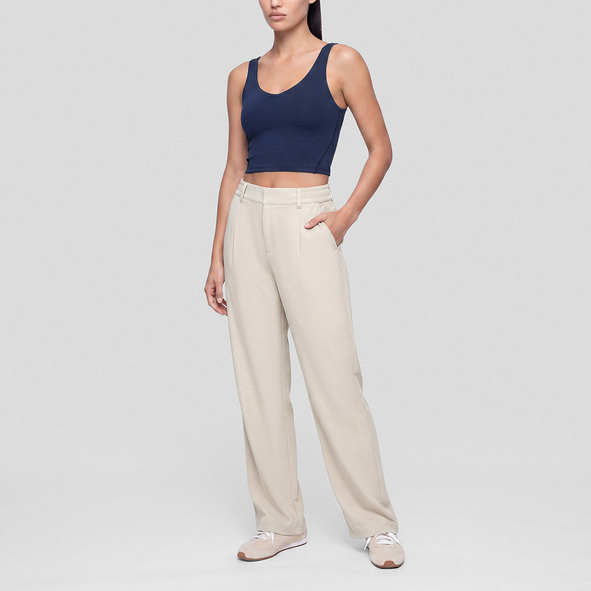 Amara Kadın Wide Leg Pantolon Taş - 4