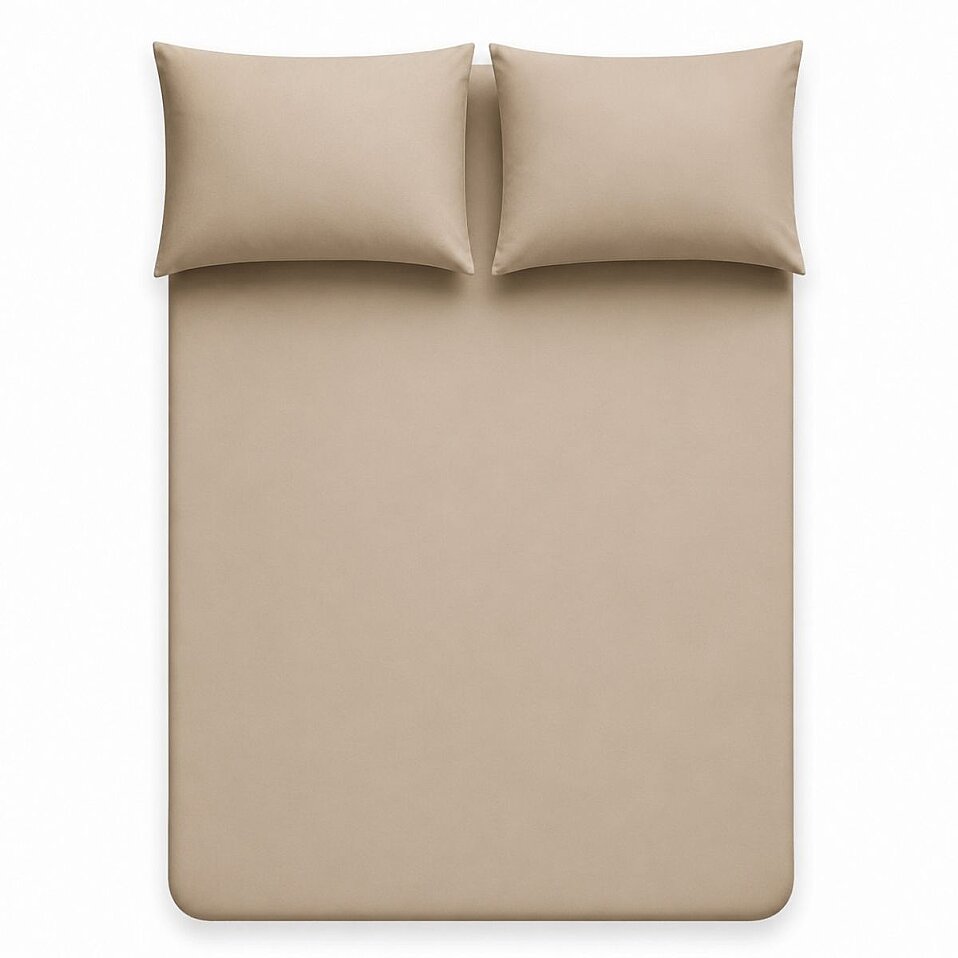 Auren 400 Tc Pamuk Saten King Size Çarşaf Bej