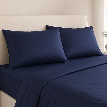 Auren 400 Tc Pamuk Saten King Size Nevresim Lacivert