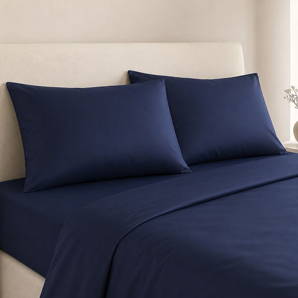 Auren 400 Tc Pamuk Saten King Size Nevresim Lacivert