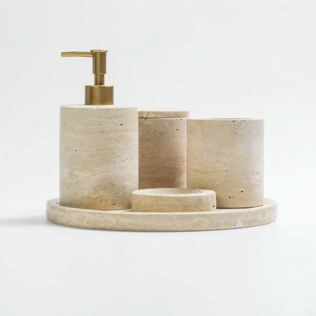 Rizz Mermer 5'li Banyo Seti Bej - 4