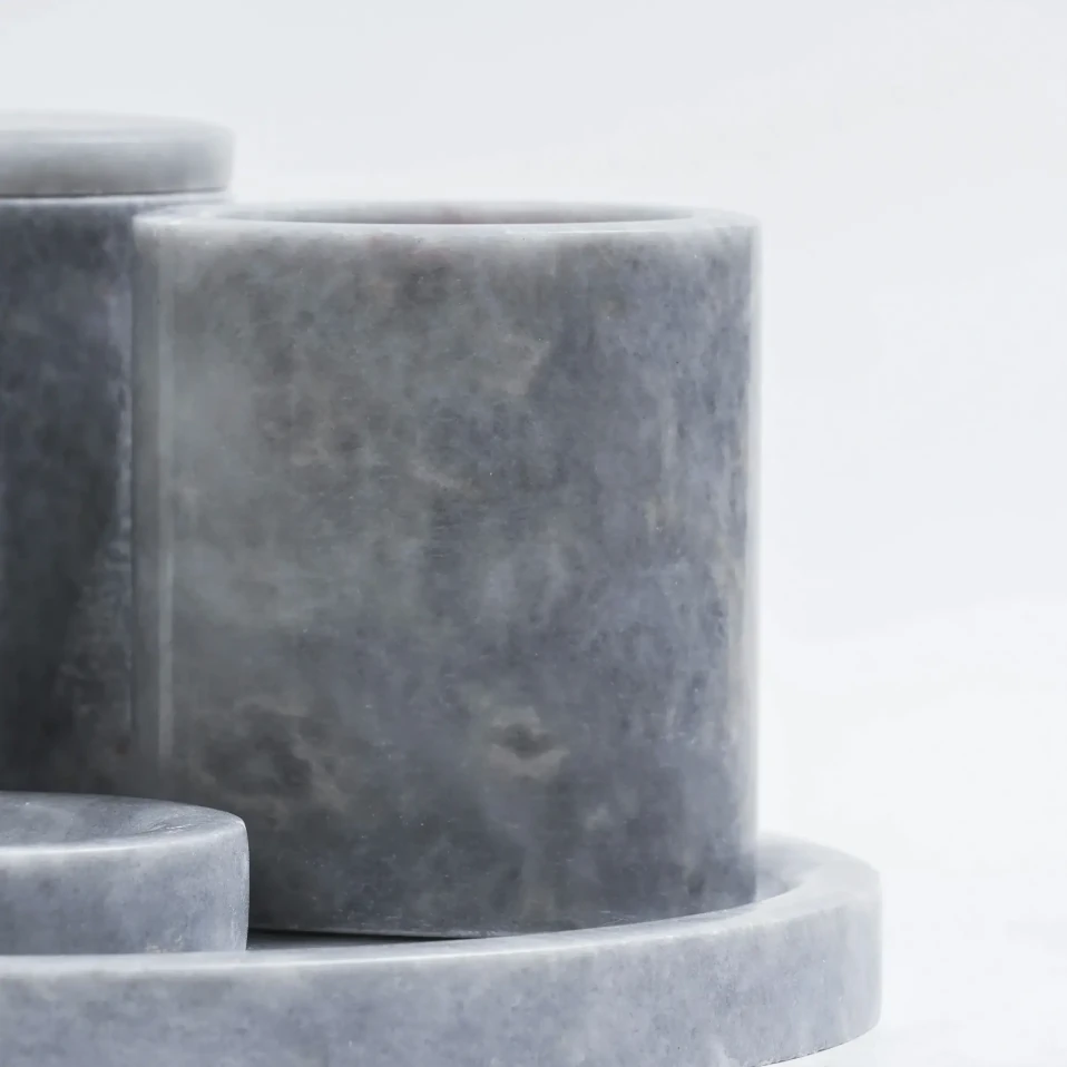 Rizz Mermer 5' li Banyo Seti Gri - 3