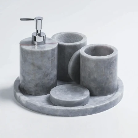 Rizz Mermer 5' li Banyo Seti Gri - 2