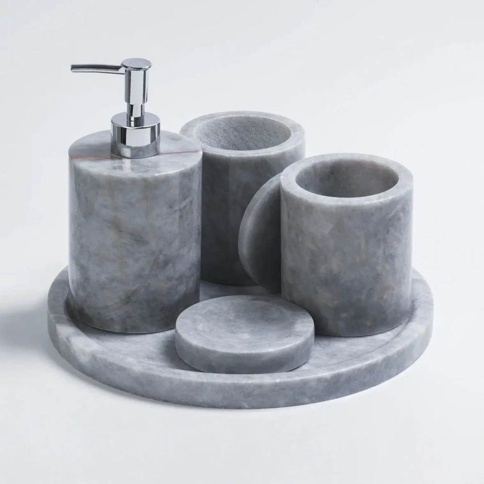 Rizz Mermer 5' li Banyo Seti Gri - 2