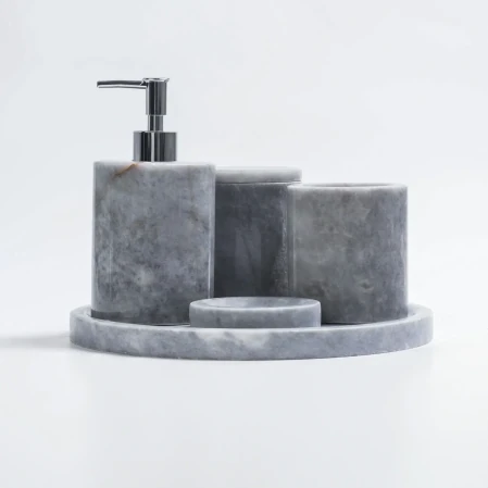 Rizz Mermer 5' li Banyo Seti Gri - 4