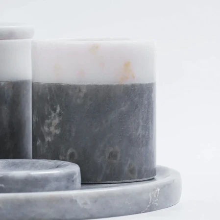 Rizz Mermer 5' li Banyo Seti Gri Beyaz - 5