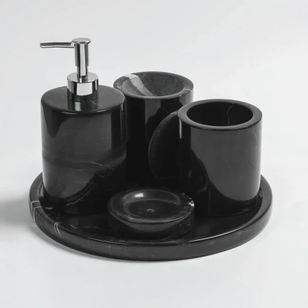 Rizz Mermer 5' li Banyo Seti Siyah - 2