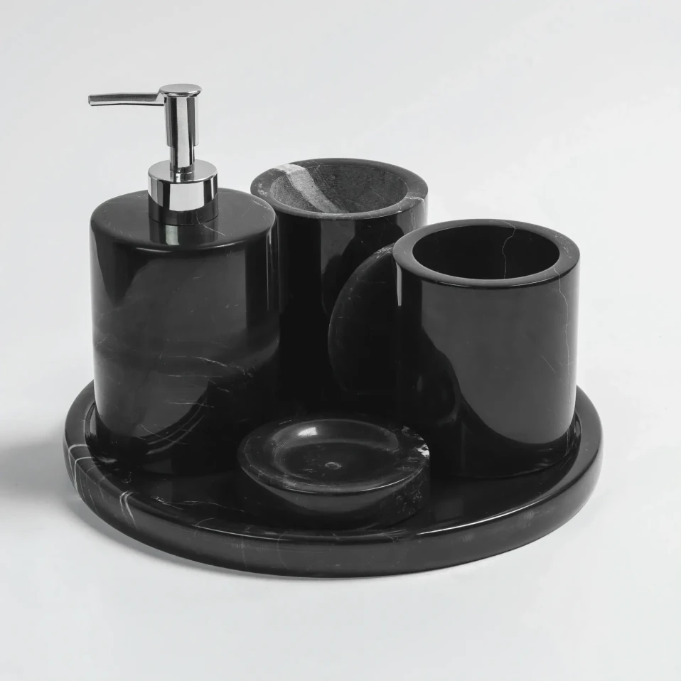 Rizz Mermer 5' li Banyo Seti Siyah - 2