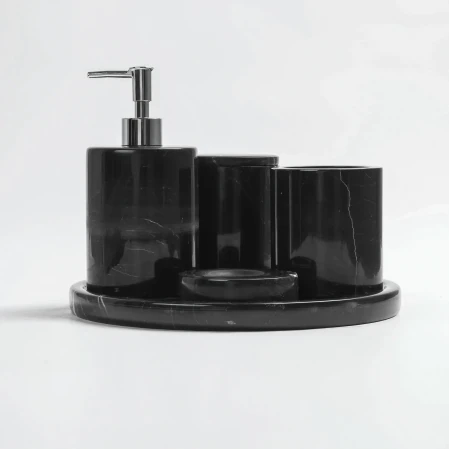 Rizz Mermer 5' li Banyo Seti Siyah - 3