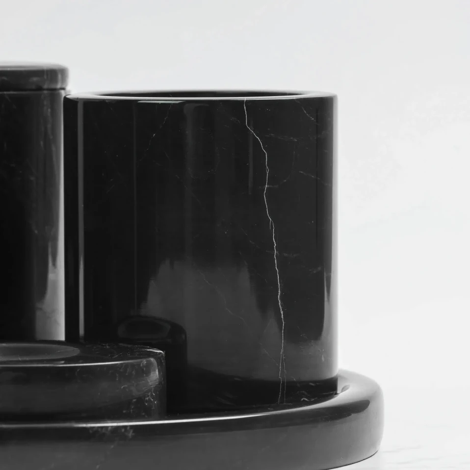 Rizz Mermer 5' li Banyo Seti Siyah - 4