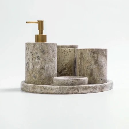 Rizz Mermer 5' li Banyo Seti Taş - 2