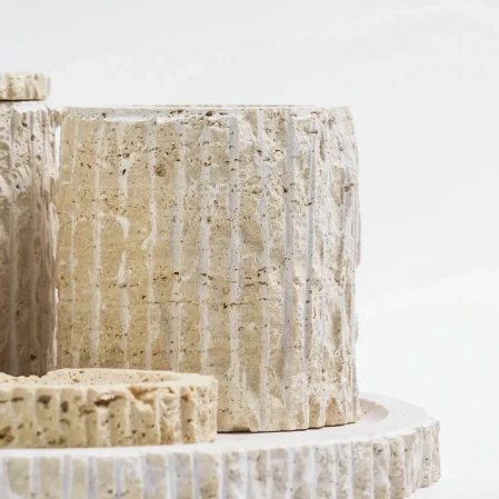 Rizz Mermer 5' li Banyo Seti Traverten - 6