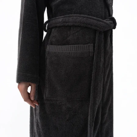 Mauve Pima Pamuk Kadın Bornoz Antrasit - 2