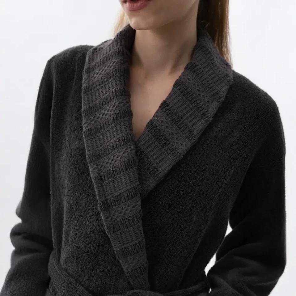 Mauve Pima Pamuk Kadın Bornoz Antrasit - 3