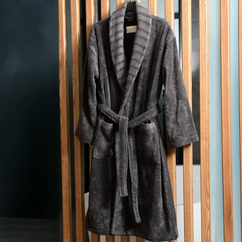 Mauve Pima Pamuk Kadın Bornoz Antrasit - 5