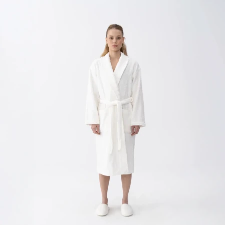Mauve Pima Pamuk Kadın Bornoz Beyaz - 2