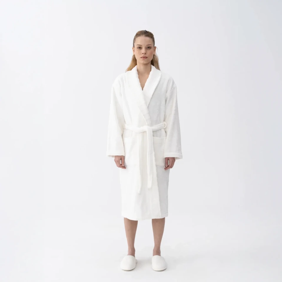 Mauve Pima Pamuk Kadın Bornoz Beyaz - 2