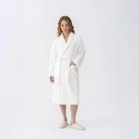Mauve Pima Pamuk Kadın Bornoz Beyaz - 4