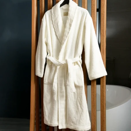 Mauve Pima Pamuk Kadın Bornoz Beyaz - 5