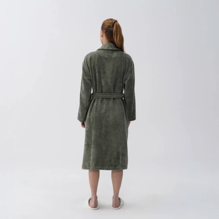 Mauve Pima Pamuk Kadın Bornoz Haki - 3