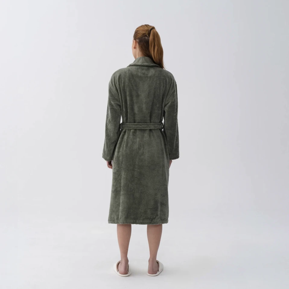 Mauve Pima Pamuk Kadın Bornoz Haki - 3