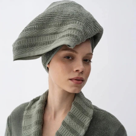 Mauve Pima Pamuk Kadın Bornoz Haki - 4