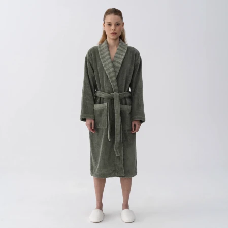 Mauve Pima Pamuk Kadın Bornoz Haki 