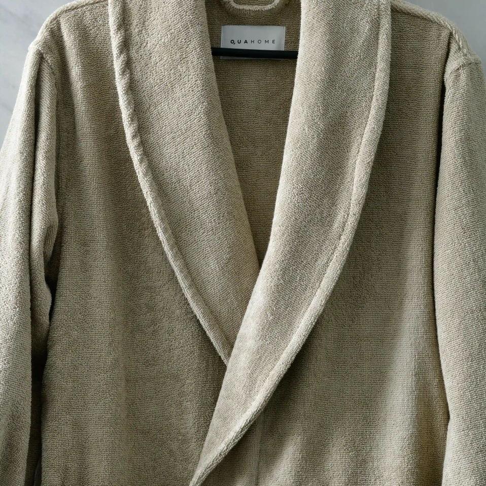 Eclair Penye Pamuk Unisex Bornoz Bej - 4