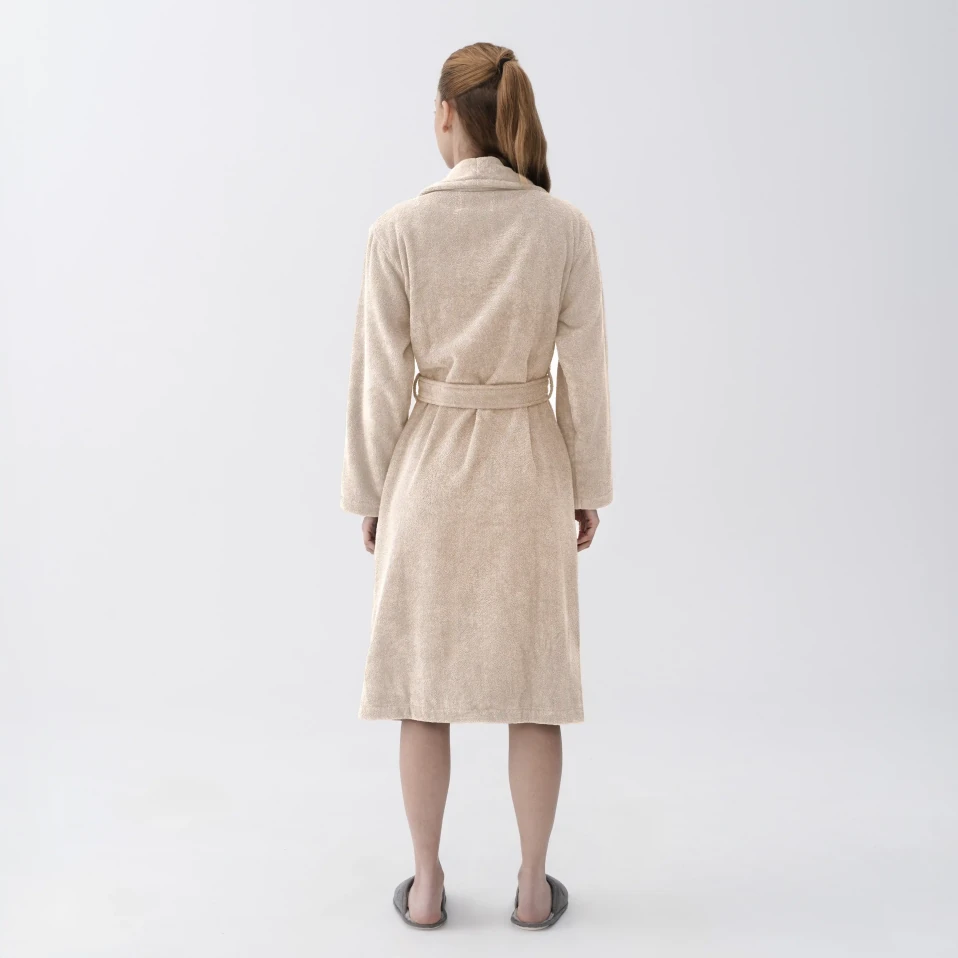 Eclair Penye Pamuk Unisex Bornoz Bej - 2