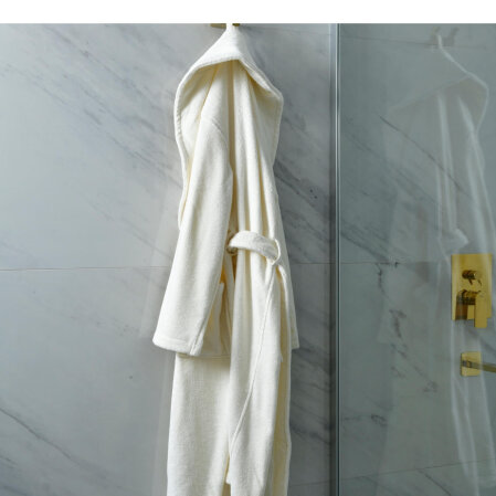 Eclair Penye Pamuk Unisex Bornoz Ekru - 3