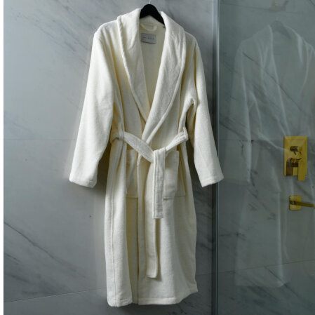 Eclair Penye Pamuk Unisex Bornoz Ekru - 4