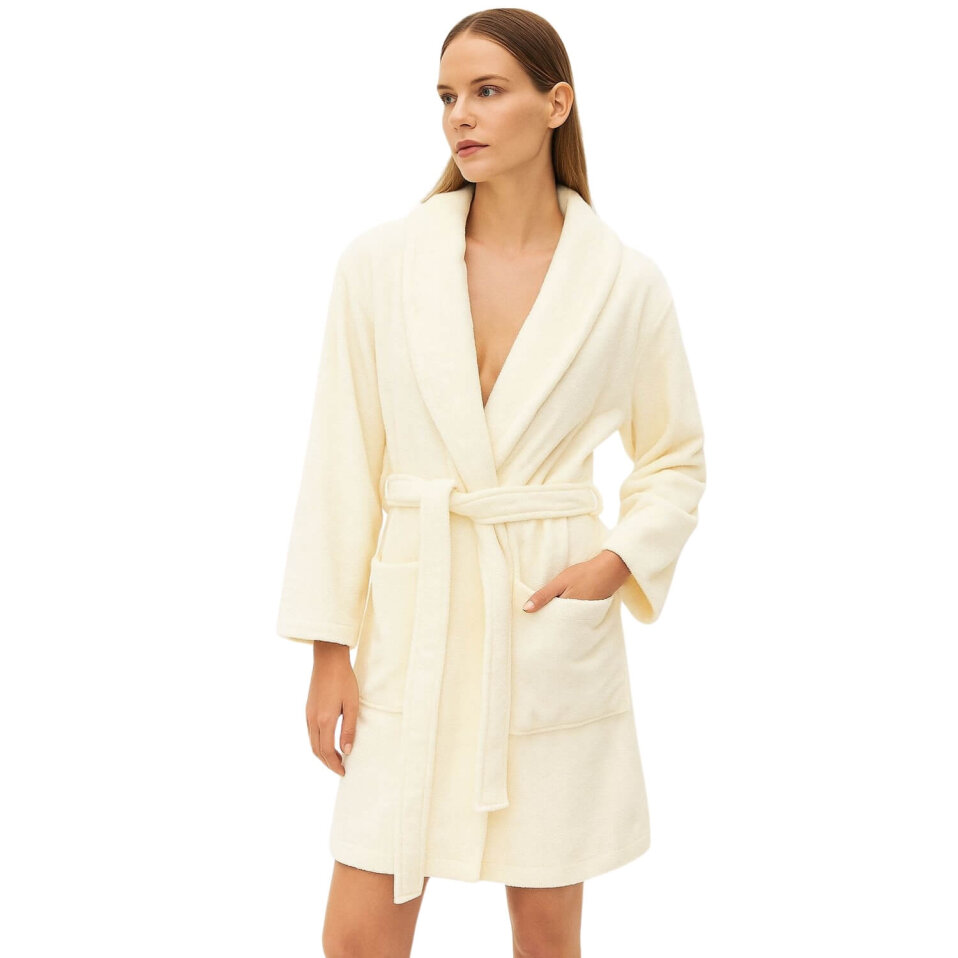 Eclair Penye Pamuk Unisex Bornoz Ekru - 1