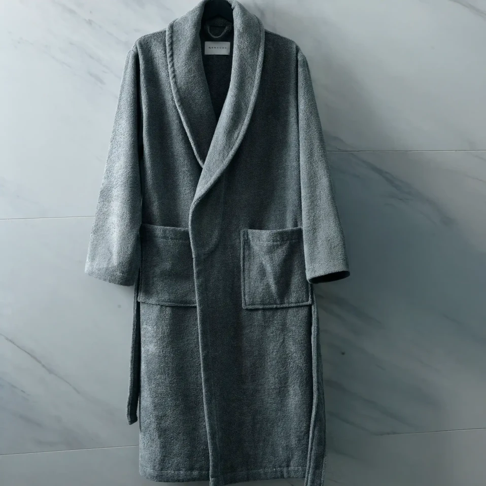 Eclair Penye Pamuk Unisex Bornoz Gri - 3