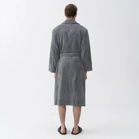Eclair Penye Pamuk Unisex Bornoz Gri - 4