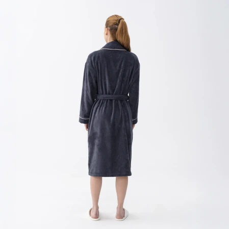 Pansy Pima Pamuk Unisex Bornoz Antrasit - 5