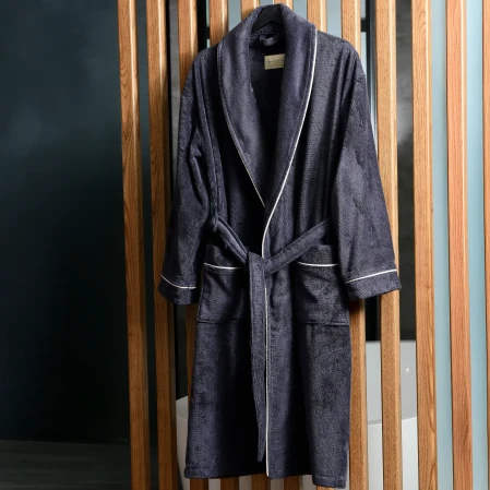 Pansy Pima Pamuk Unisex Bornoz Antrasit - 2