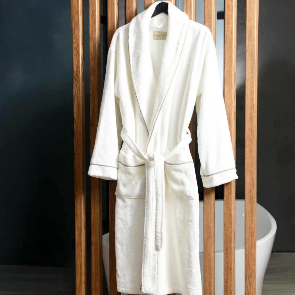 Pansy Pima Pamuk Unisex Bornoz Beyaz - 3