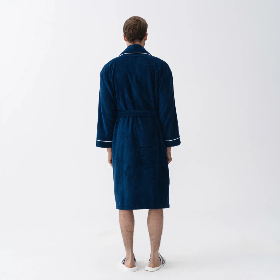 Pansy Pima Pamuk Unisex Bornoz Lacivert - 5