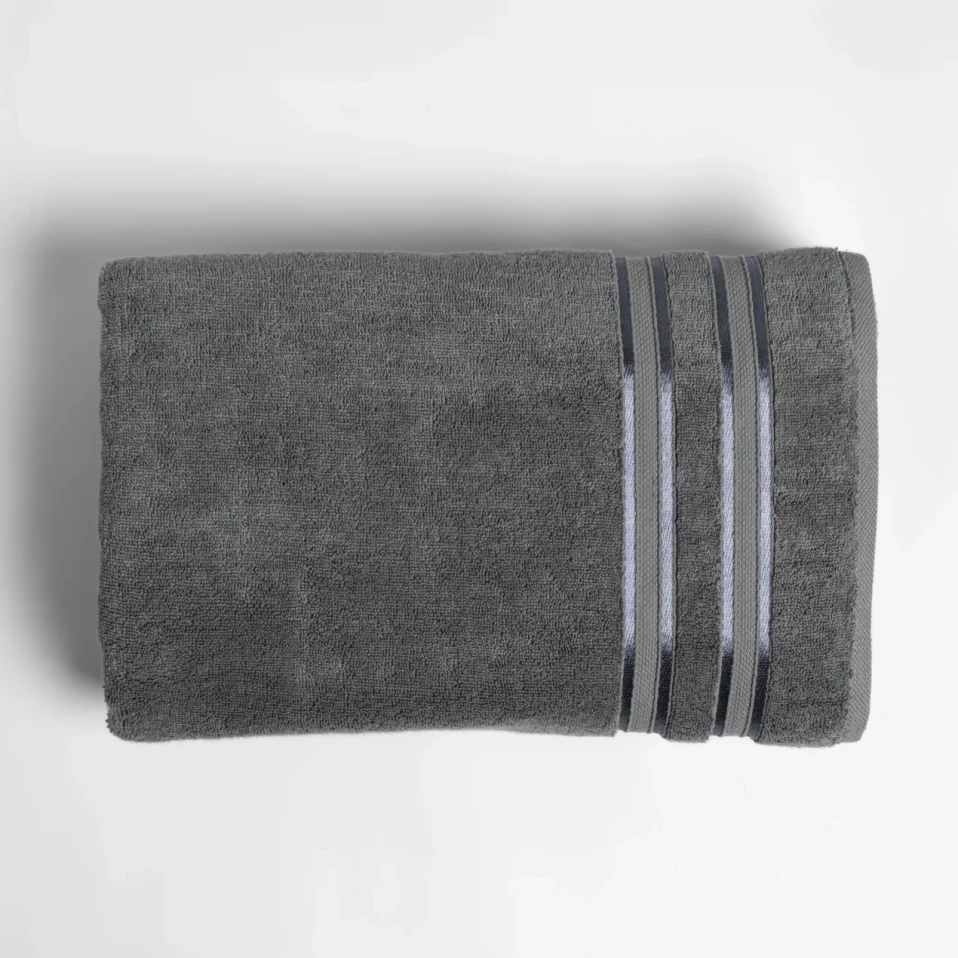 Olite Penye Pamuk Banyo Havlusu Gri 90x150 cm - Qua Home