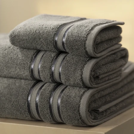 Olite Penye Pamuk Banyo Havlusu Gri 90x150 cm - 3