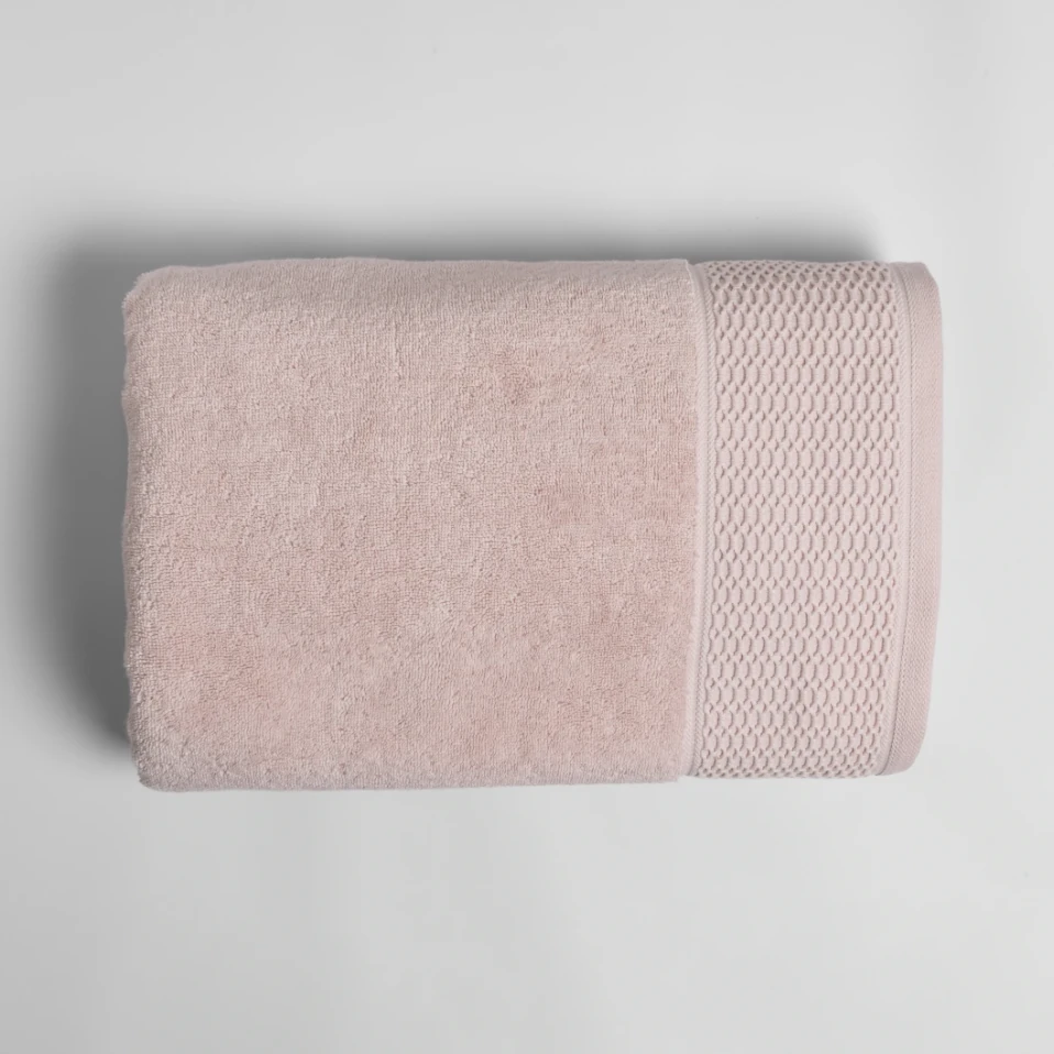 Poppy Penye Pamuk Banyo Havlusu Açık Pembe 90x150 cm - Qua Home