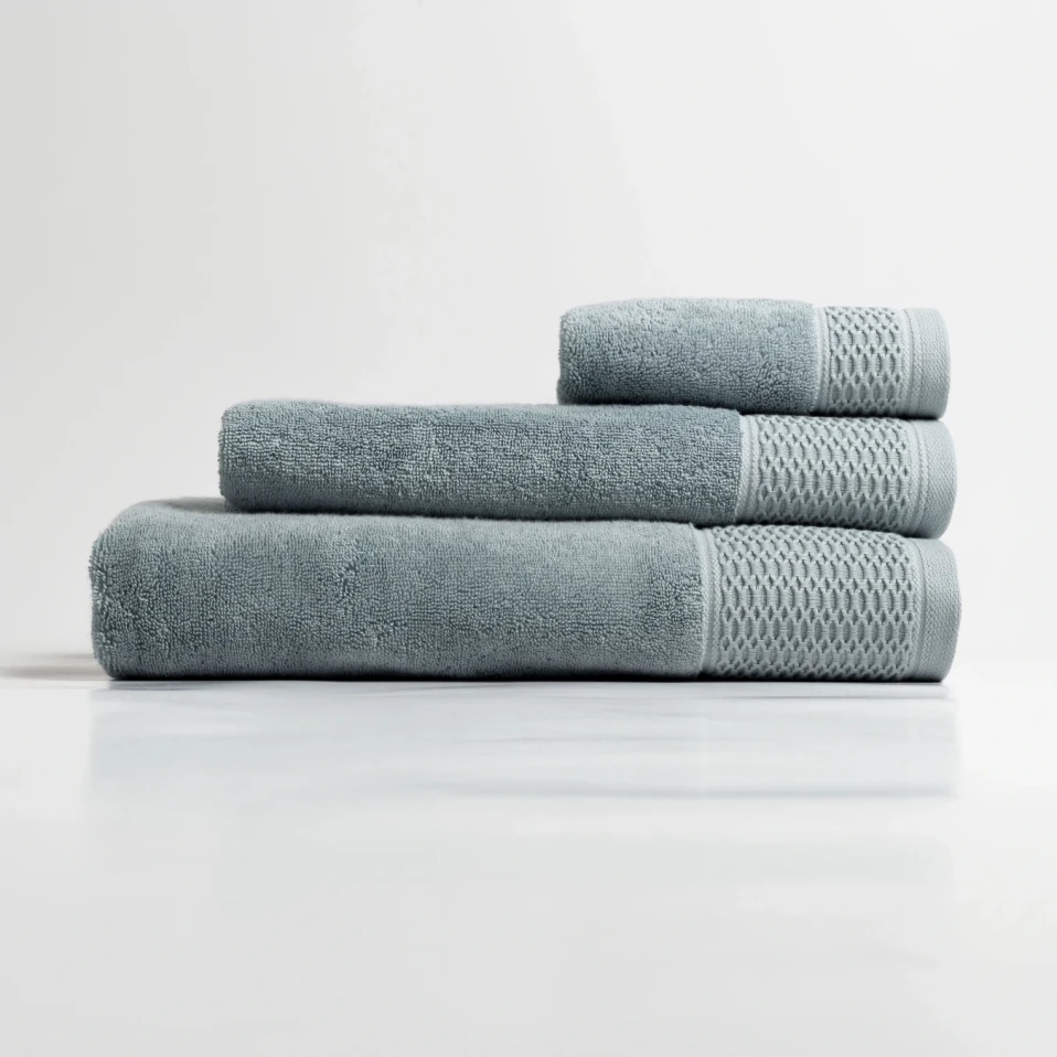 Poppy Penye Pamuk Banyo Havlusu Mavi 90x150 cm - 5