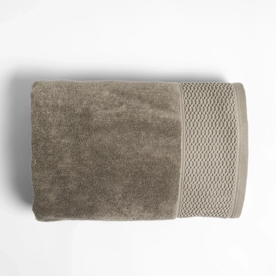 Poppy Penye Pamuk Banyo Havlusu Taş 90x150 cm - Qua Home