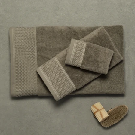 Poppy Penye Pamuk Banyo Havlusu Taş 90x150 cm - 3