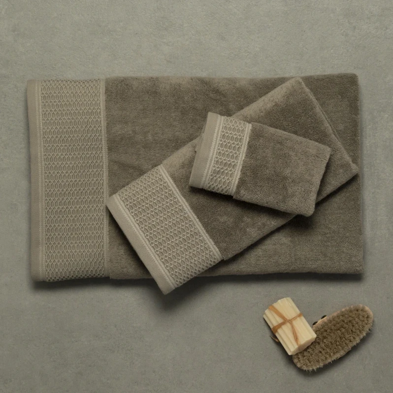 Poppy Penye Pamuk Banyo Havlusu Taş 90x150 cm - 3