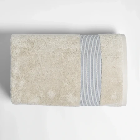 Violette Penye Pamuk Banyo Havlusu Beyaz Bej 90x150 cm - 1