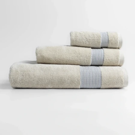 Violette Penye Pamuk Banyo Havlusu Beyaz Bej 90x150 cm - 4