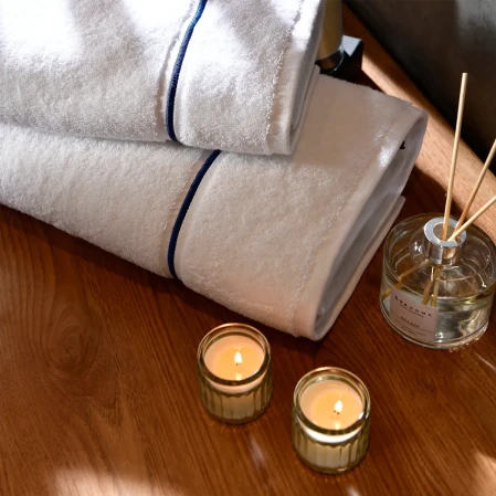 Petunia Pima Pamuk El Havlusu Beyaz Lacivert 30x50 cm - 4