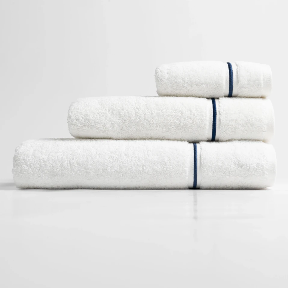 Petunia Pima Pamuk El Havlusu Beyaz Lacivert 30x50 cm - 5