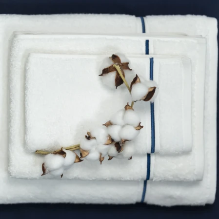 Petunia Pima Pamuk Yüz Havlusu Beyaz Lacivert 50x90 cm - 3